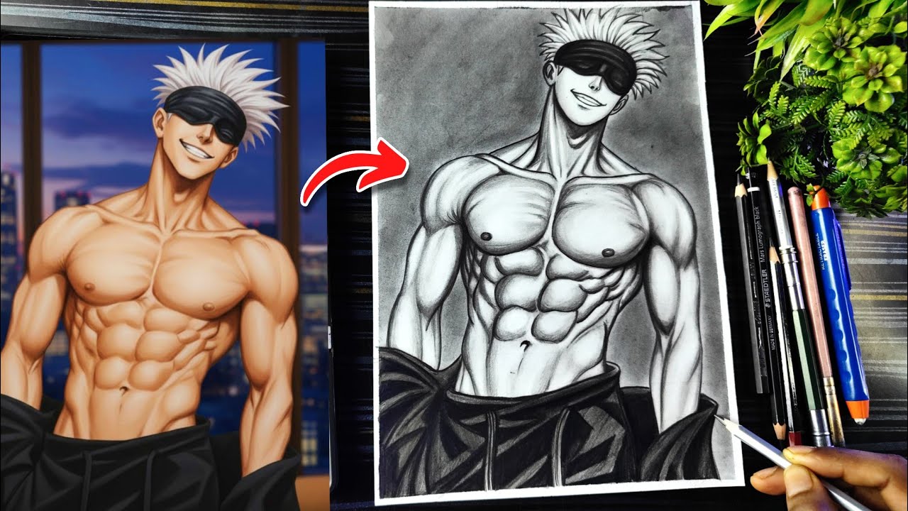 How To Draw Gojo Satoru (Cool Pose) |  Jujutsu Kaisen Drawing Sketch | Anime Drawing Step-by-Step