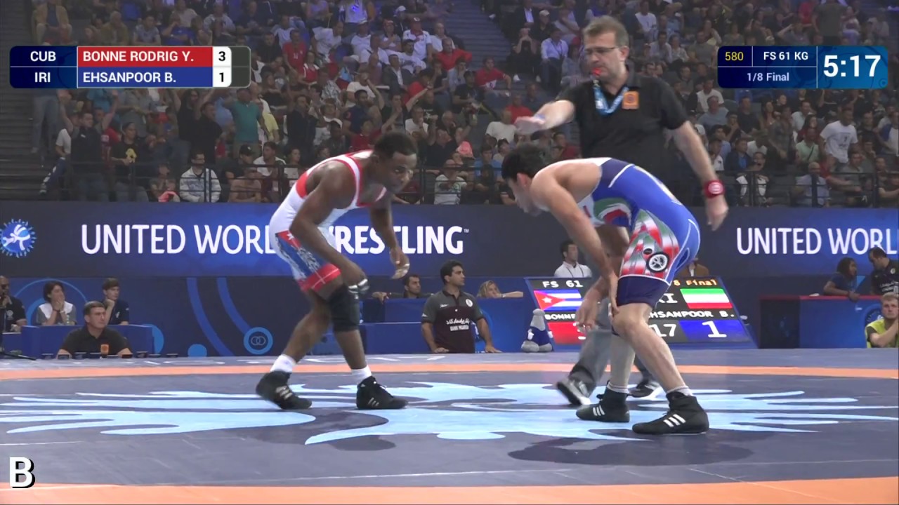 1/8 FS - 61 kg: Y. BONNE RODRIG (CUB) df. B. EHSANPOOR (IRI) by VPO1, 7-2