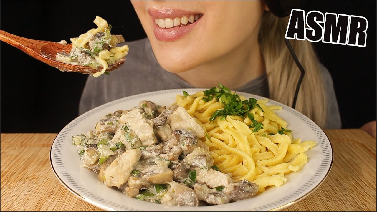 ASMR CREAMY TURKEY STRIPS + GERMAN SPAETZLE NOODLES MUKBANG EATING SOUNDS No Talking 먹방 Kasmia ASMR
