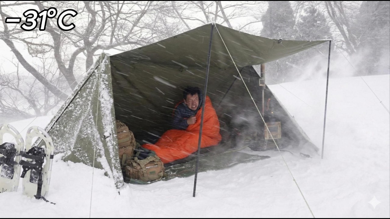 Alone for 2 Days Surviving a Blizzard | Hot Tent Bushcraft Camping