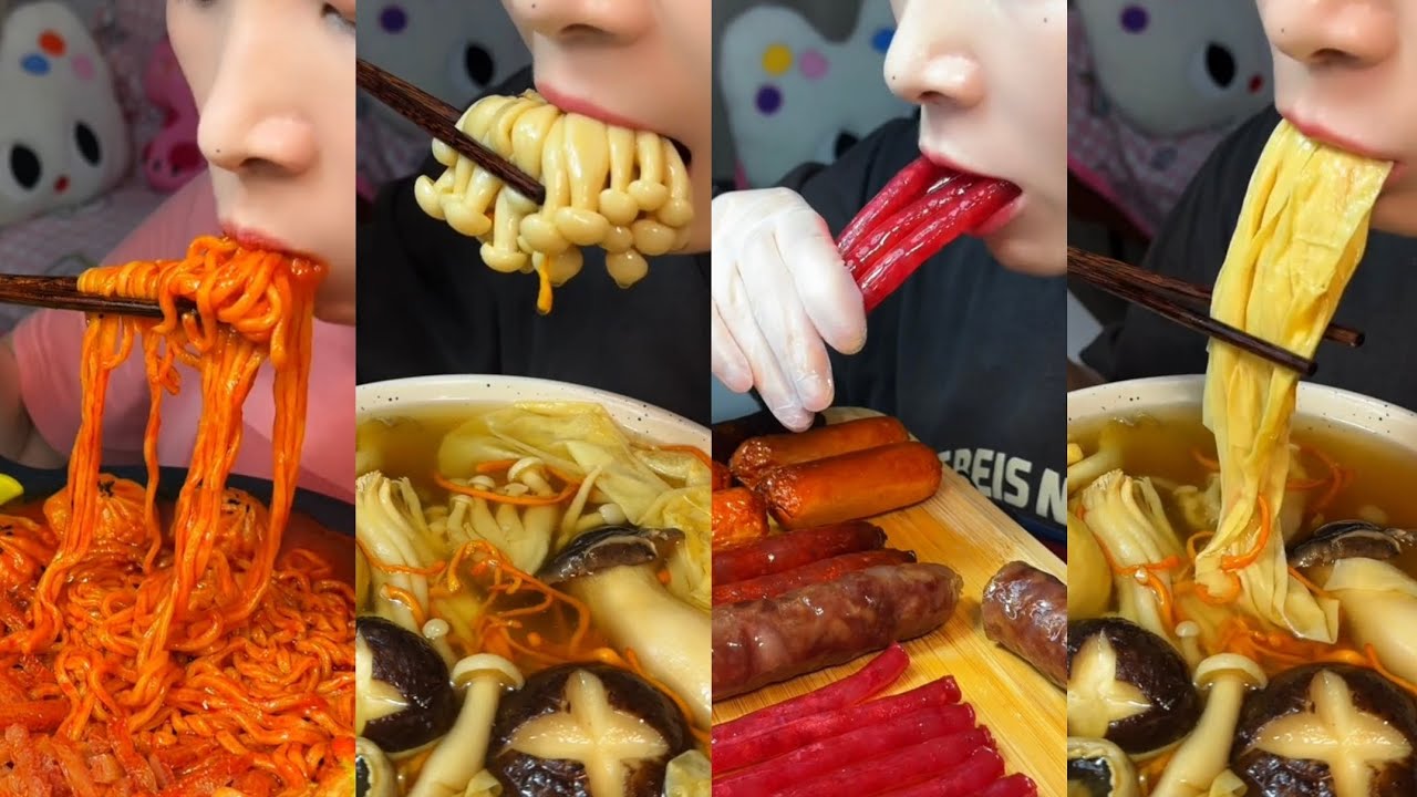 Spicy fire chicken noodles, missing soupdumplings, crispy and juicy sausage, Tender & mushroom soup