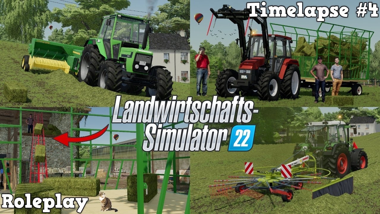 HD-BALLEN pressen mit DEUTZ! 💪🚜💨 EINLAGERN per FÖRDERBAND? 🤔☀️ | [LS22] - Roleplay Timelapse #4