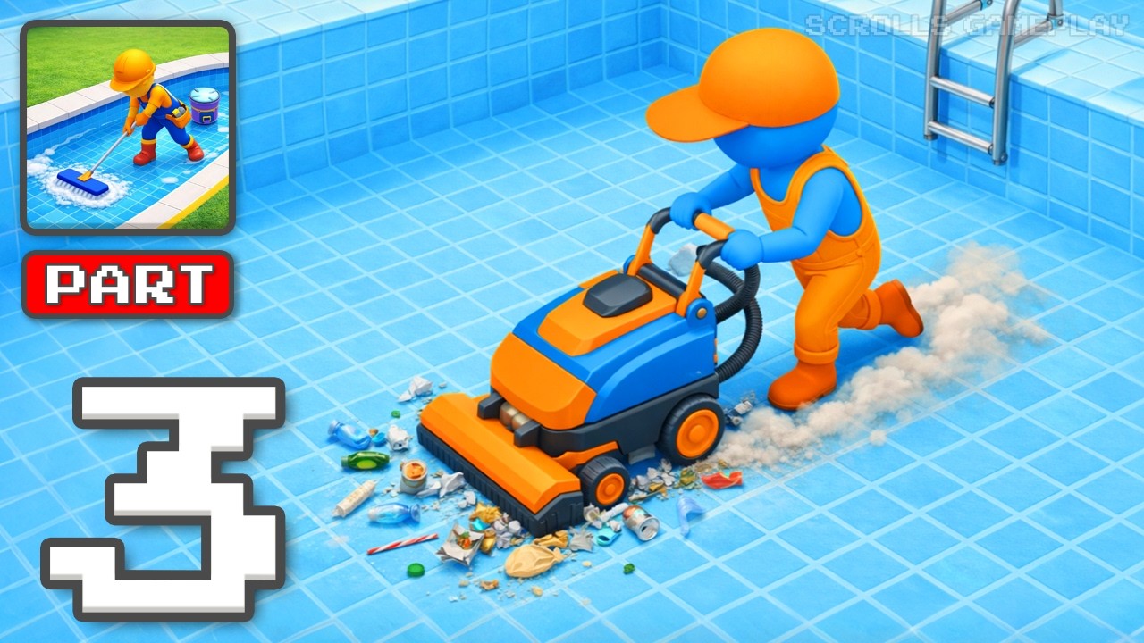 Pool Cleaning Game Simulator - Gameplay Walkthrough Part 3 - Scrub Shine Relax (iOS, Android)