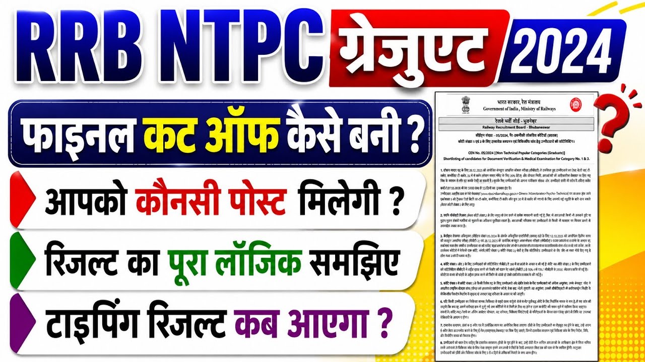 RRB NTPC Graduate Final Post kaise milti hai | RRB NTPC 2024 Final Typing Post Result Date 