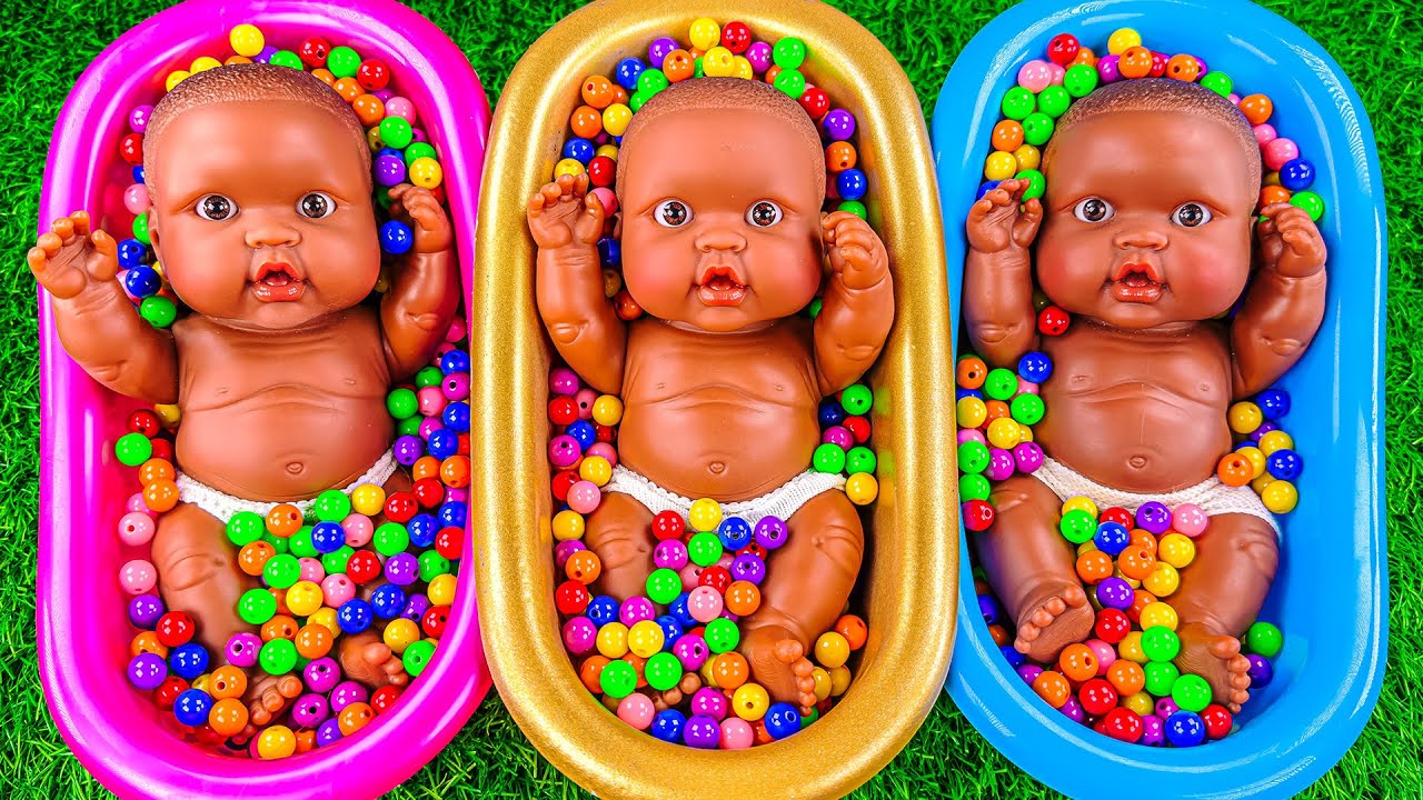 4 Minutes Satisfying Video | Mixing Funny Candy ASMR & Make Up in 3 Bathtubs with Magic M&M's Slime