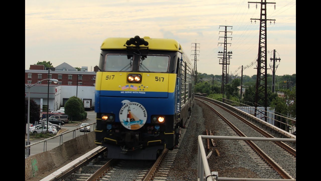 LIRR's Cannonball Highballing Past Rockville Ctre with horn!