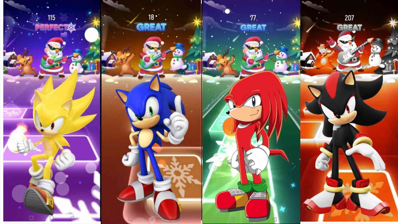 Sonic Characters in Tiles Hop, Silver vs Shadow vs Knuckles 🆚 Super Sonic 2