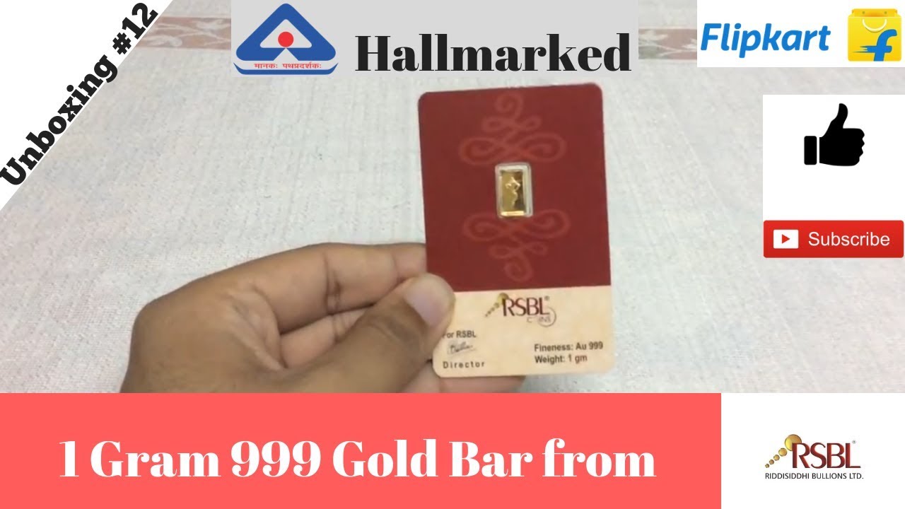 BIS Hallmarked RSBL 24K Gold Bar - 1 Gram 999 Gold | Flipkart Unboxing | Indian Bullionaire