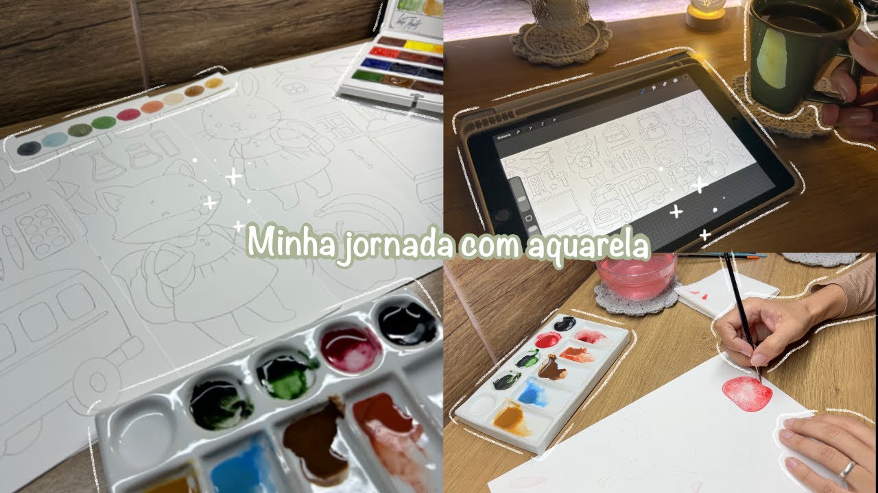 Minha rotina como ilustradora/Criando kits digitais em aquarela 