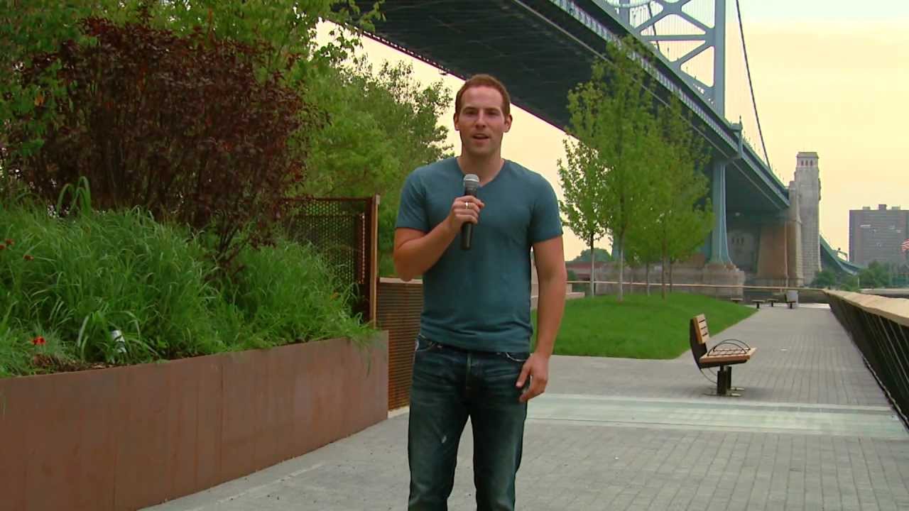 Matthew Nadu CBS3 / CW57 at the new Philadelphia Race Street Pier...