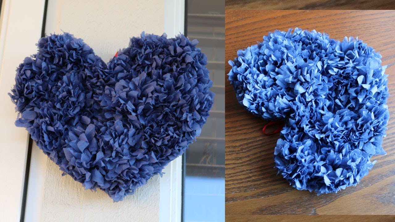 Tissue Paper Heart Wall Hanging - Easy Wall Decoration Ideas - Paper craft - DIY Wall Decor