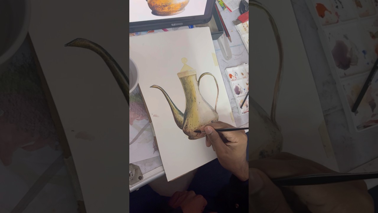 #watercolor realistic mettle vessel #art #drawing #painting #shorts #viral