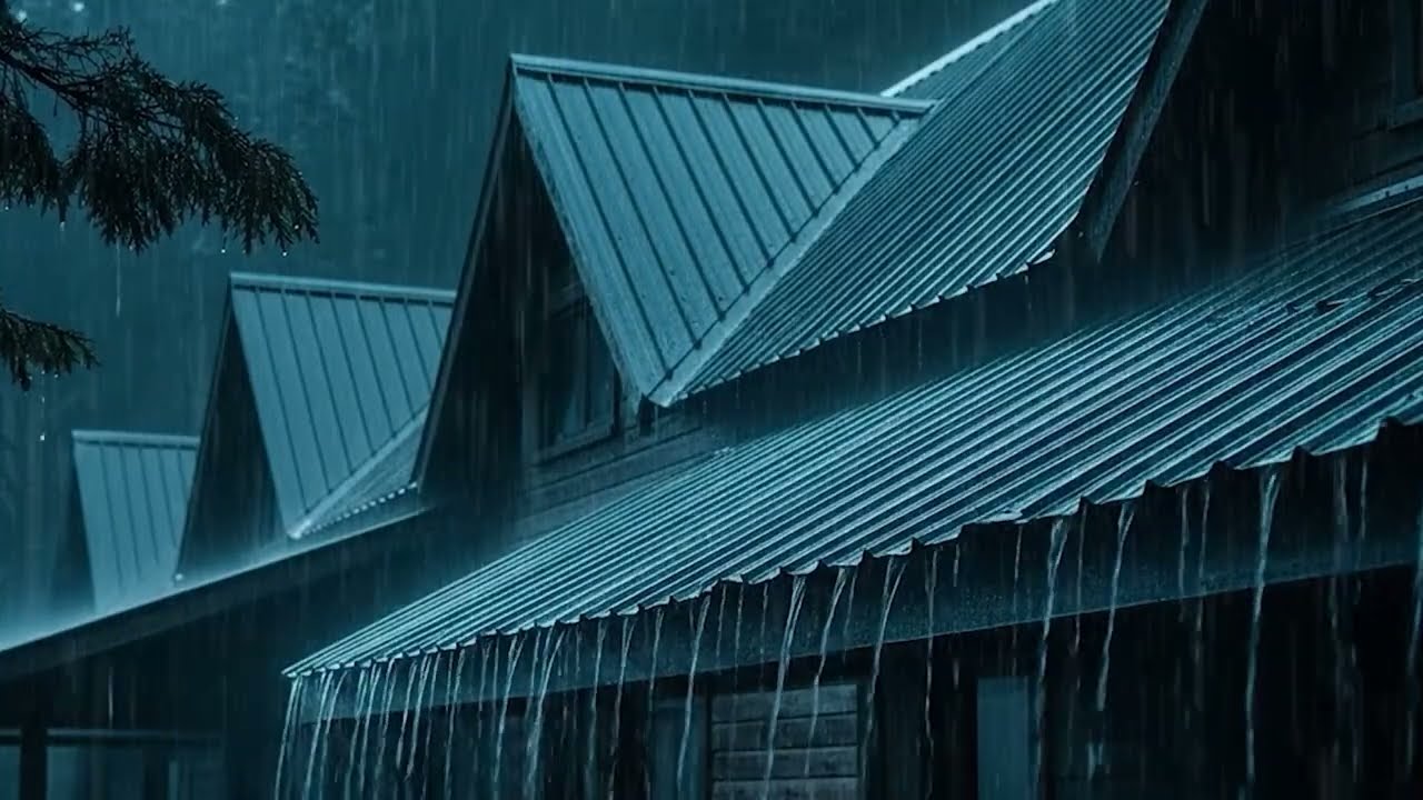 Fall Asleep Instantly | Intense Rain & Thunder Echoing on Metal Roof
