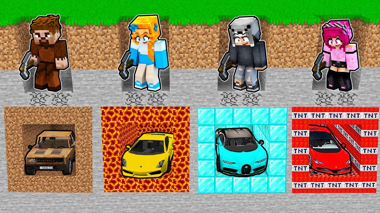 Minecraft’ta GİZLİ GÖMÜLÜ ARABALARI BULMA KAPIŞMASI!