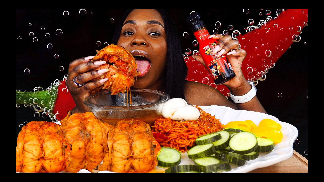 SEAFOOD BOIL MUKBANG | JUICY LOBSTER TAILS MUKBANG | Boiled EGGS + 2x SPICY NOODLES MUKBANG