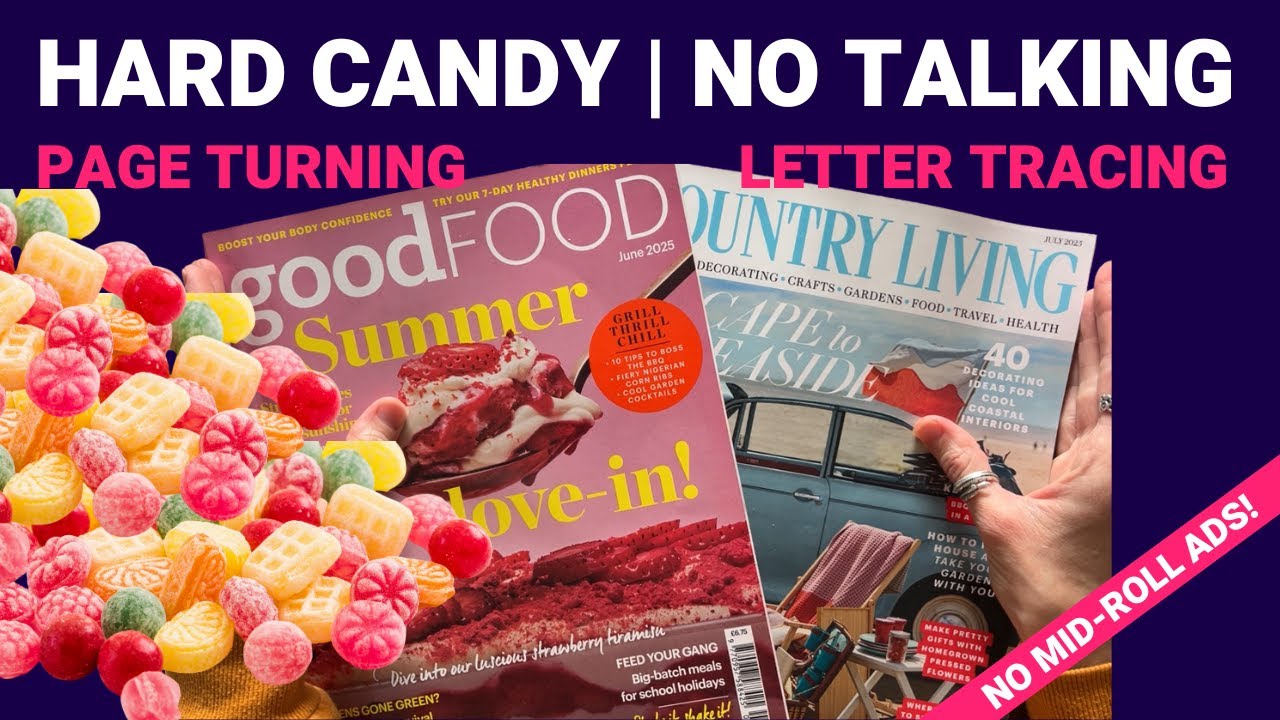 ASMR Hard Candy | No Talking | Magazine Page Turning | Letter Tracing - Request