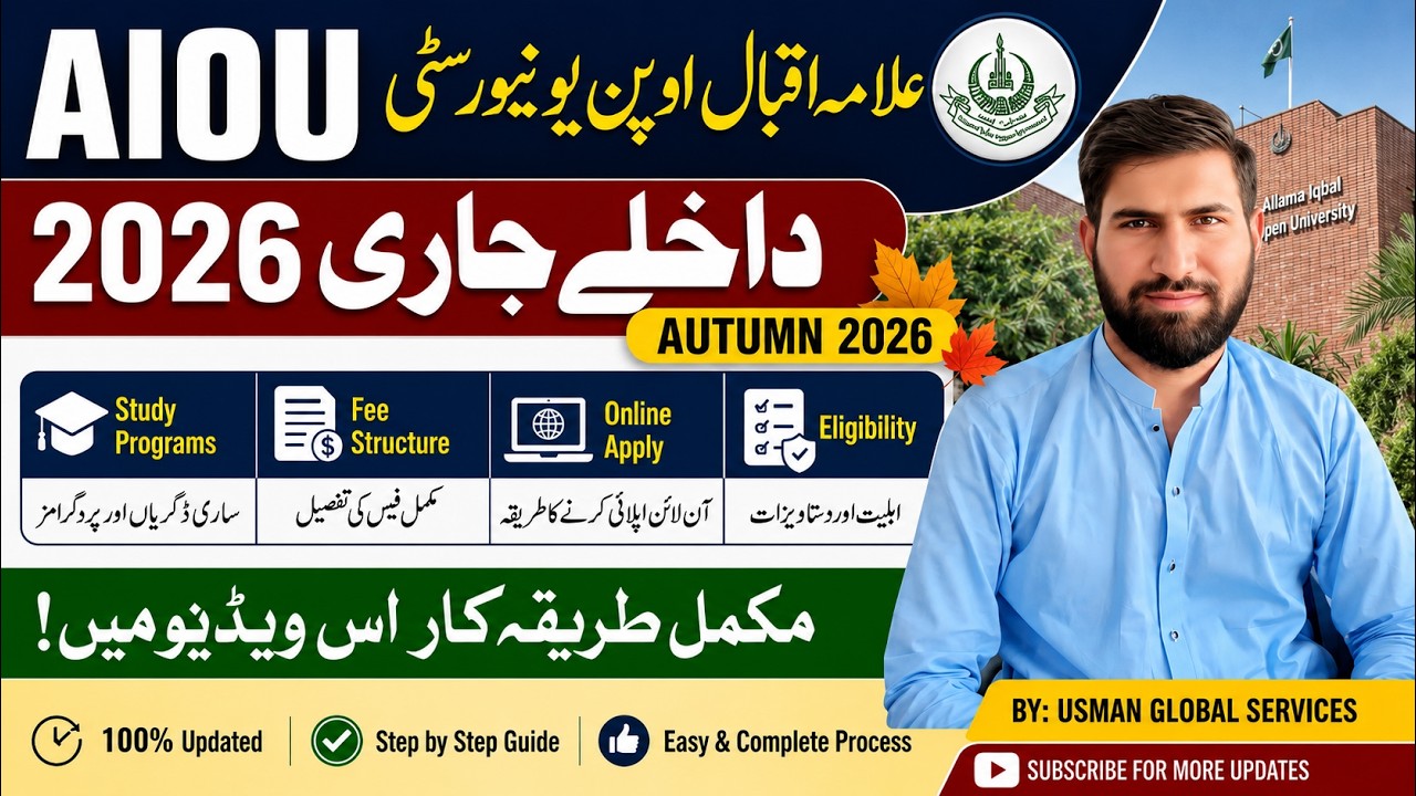 AIOU Admissions 2026 | Allama Iqbal Open University Admission 2026 | Programs, Fee & Online Apply