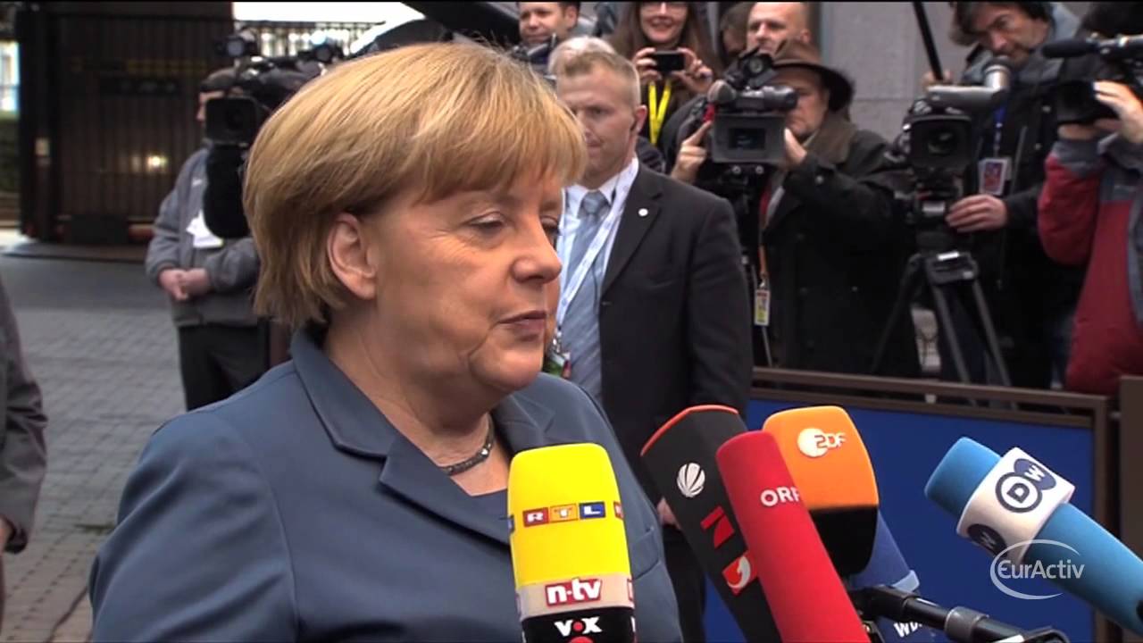 Merkel arrives at the the December 2013 EU Summit