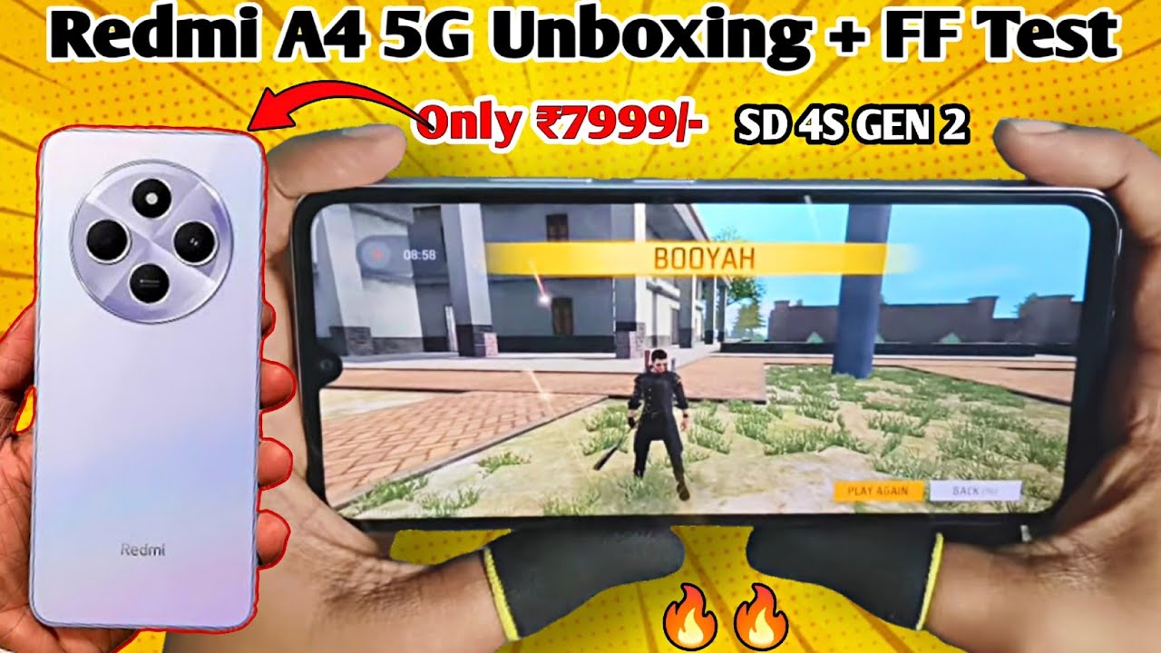 Redmi A4 5G Unboxing With Free Fire Test || Redmi A4 5G FF Heating + Battery Drain Test..