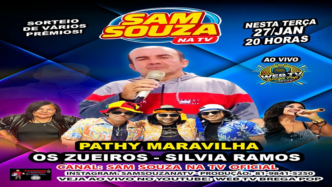 PROGRAMA DO SAM SOUZA NA TV É NESTA TERÇA 27-01-2026 AO VIVO DAS 20 AS 22 HORAS