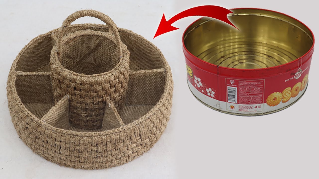 Amazing Reuse Ideas Cookie Box into Storage Things | Jute Craft Ideas