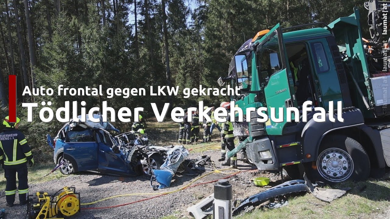 Tödlicher Verkehrsunfall: Auto auf Altheimer Straße bei Weng im Innkreis frontal gegen LKW gekracht