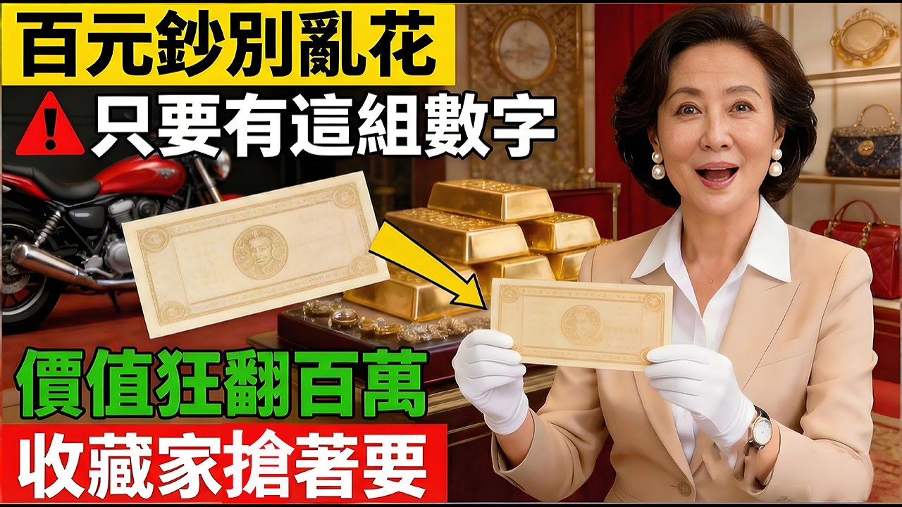 揭秘紙黃金密碼：不管新舊百元鈔，只要帶這種特殊編碼，價格最高翻千倍，收藏家搶著要！#錢幣收藏 #百元鈔票 #紙黃金 #特殊號碼 #麒麟號 #台灣錢幣 #美元 #台幣