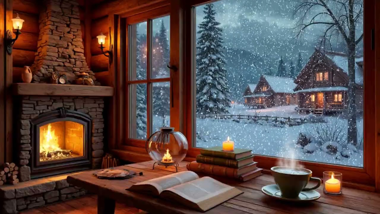 Cozy Snowy Night Jazz by the Fireplace | Smooth Jazz for Relaxing Evenings
