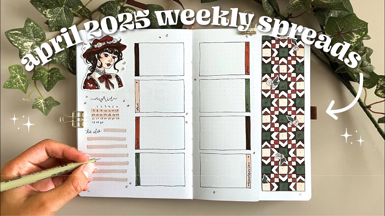 april 2025 weekly spreads!! ♡ how to make a dutch door weekly spread in your bullet journal
