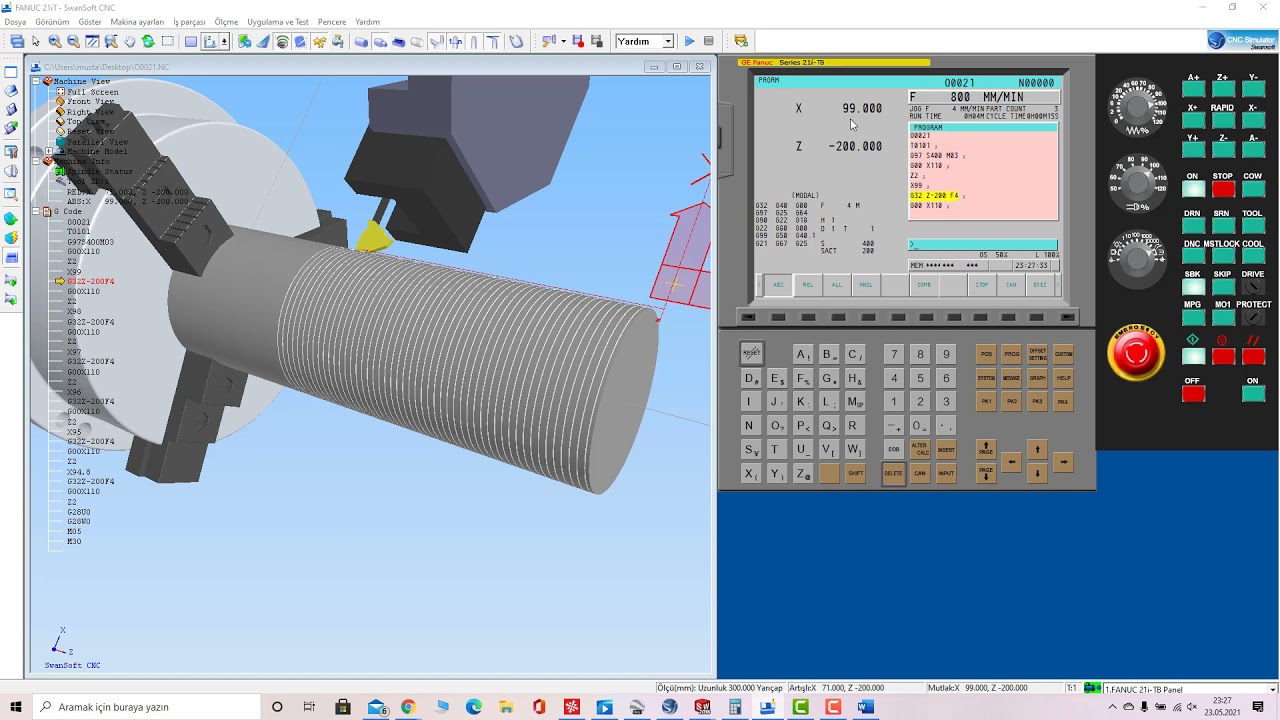 CNC TORNADA MAKRO İLE VİDA AÇMA