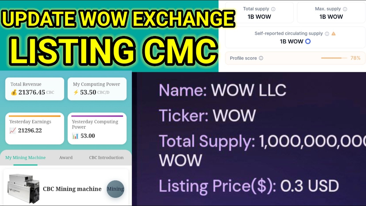 Update WOW EXCHANGE Listing CMC Bentar Lagi Caer Update CBCC Exchange When WD ???