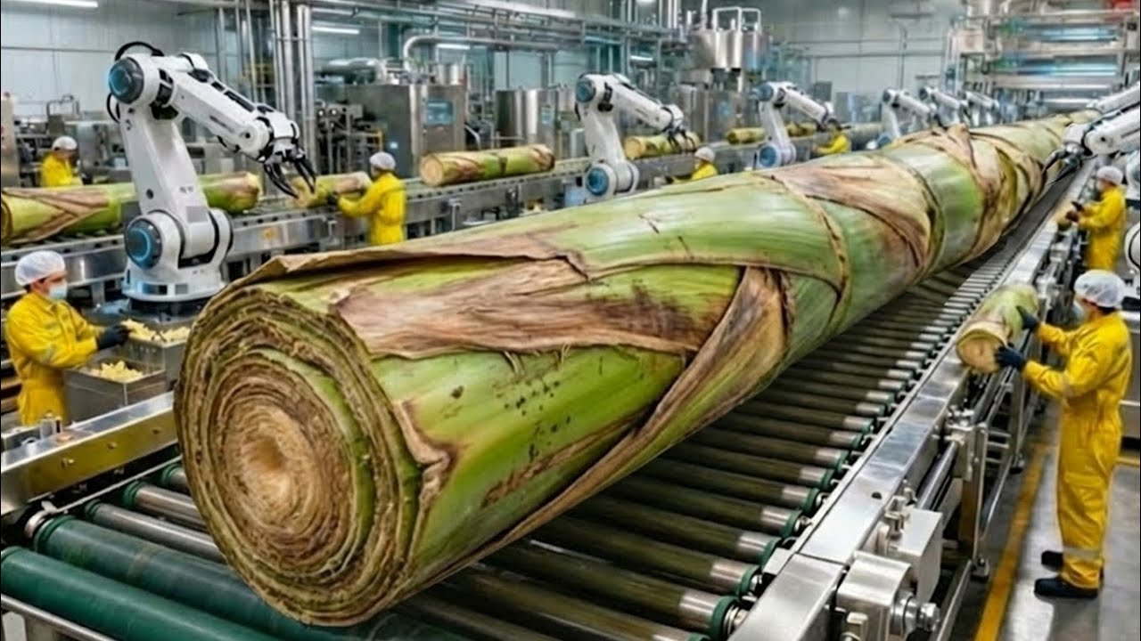 Inside the Largest High-Tech Banana Stem Factory 🍌 | From Waste to Industrial Fiber (Full Process)