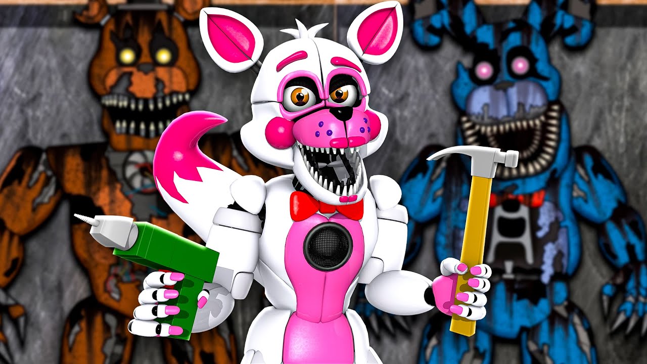 REPAIRING NIGHTMARE Freddy and Nightmare Bonnie With Funtime Foxy and Glamrock Chica!