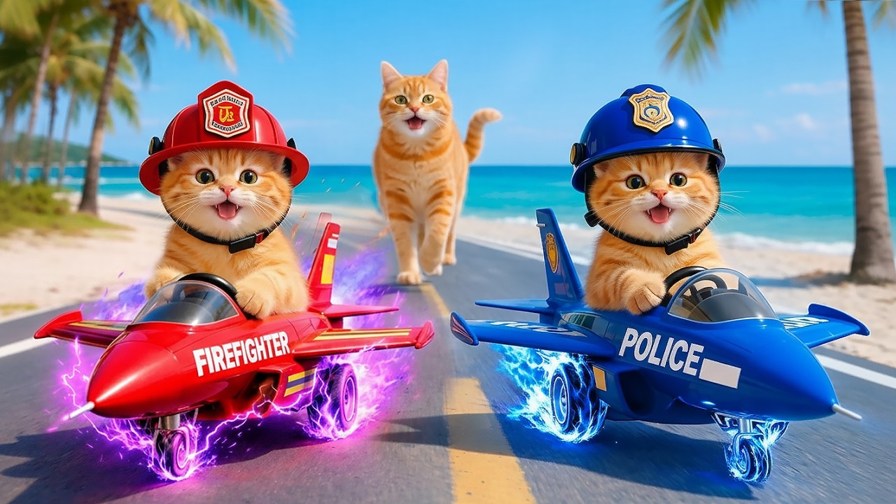 Cute Kittens Driving Police & Rescue Cars - Mama Cat Shocked!