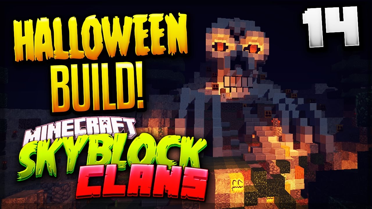 THE BEST HALLOWEEN BUILDS! - Minecraft Skyblock Clans #14 (ArcadianMC)