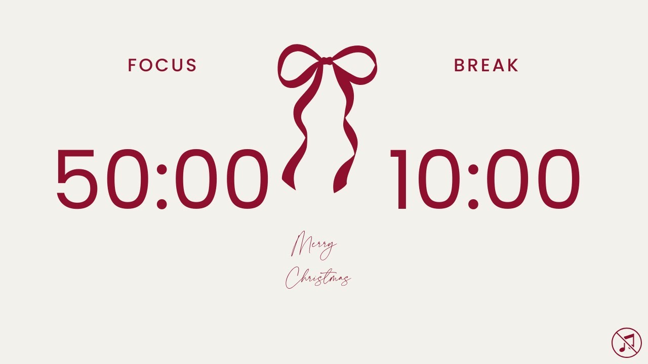50/10 Pomodoro Timer 🎄 Christmas | 3 x 50 min | Focus | Study | Reflection | Productivity