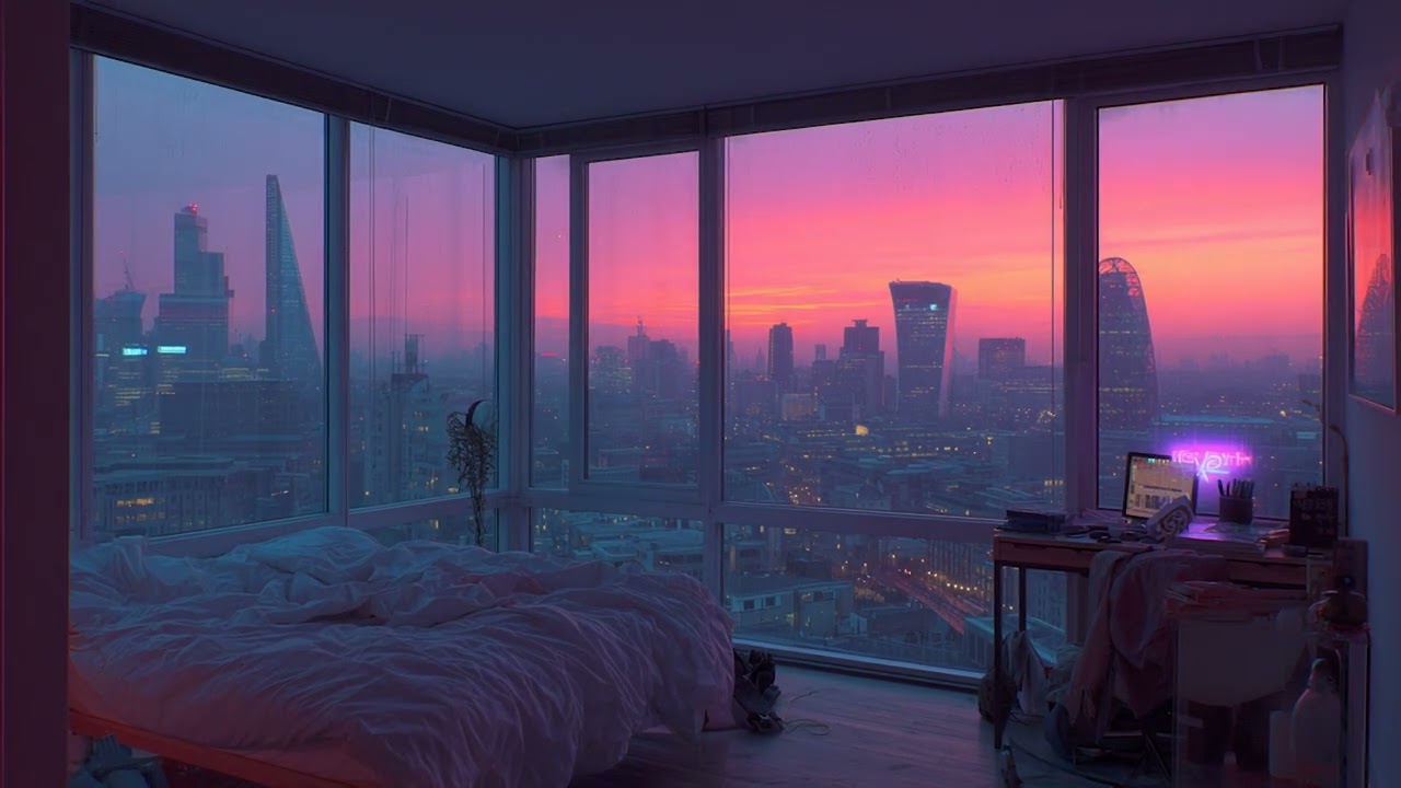 Lo-Fi Cozy Space | London Skyline Sunset 🌆 Chill Beats for Study, Sleep & Relax