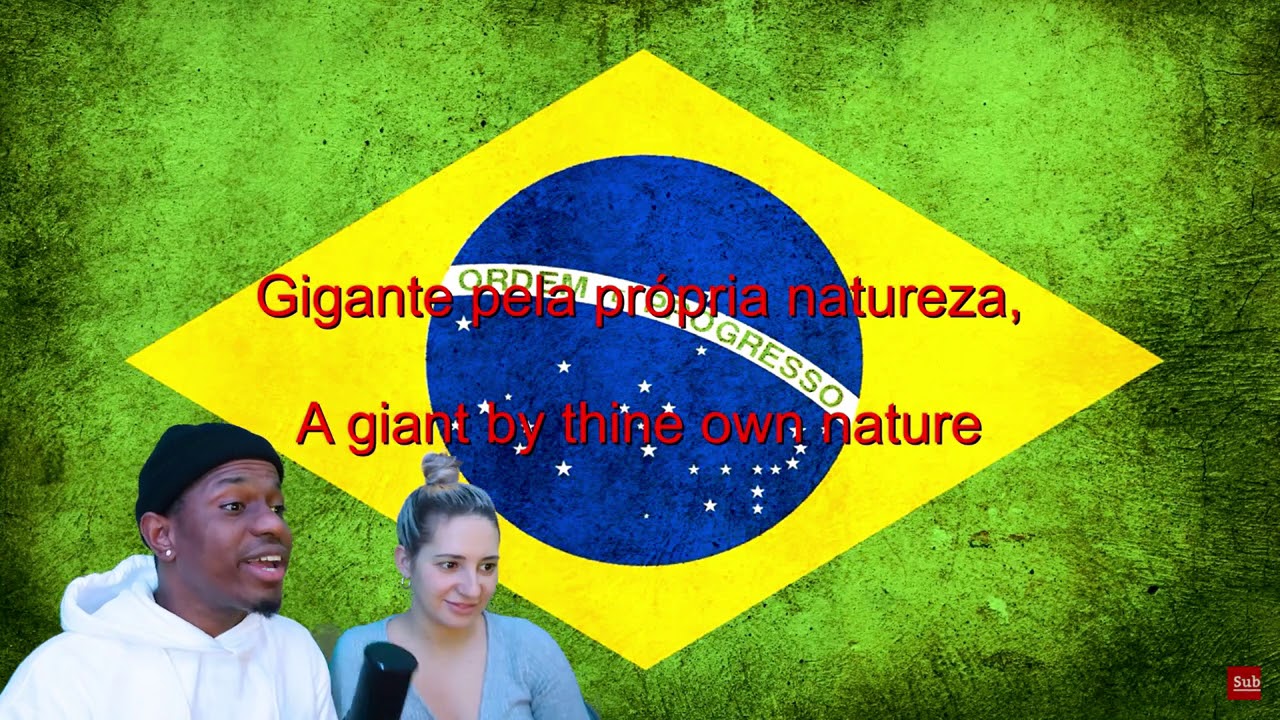 GRINGA OUVE E REAGE AO HINO NACIONAL BRASILEIRO pela primeira vez! 🇧🇷🔰