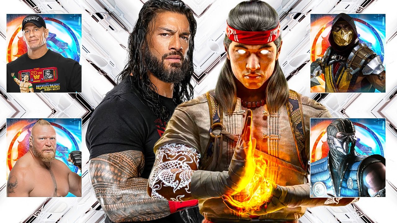 Mortal Kombat Superstars Fights Roman Reigns John Cena & Brock Lesnar WWE 2K23
