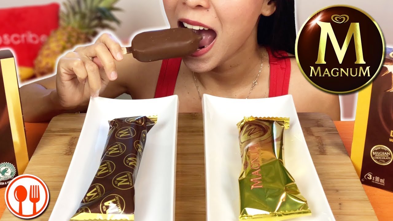 ASMR Magnum Ice Cream Bar Classic and Caramel (Soft crunchy sounds) | LaniEats ASMR