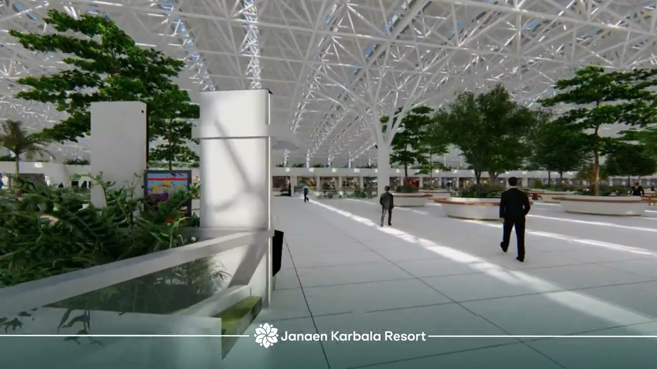 تصميم 3D لمول ومنتجع جنائن كربلاء: استعراض  تفاصيل المشروع بعد انجازه