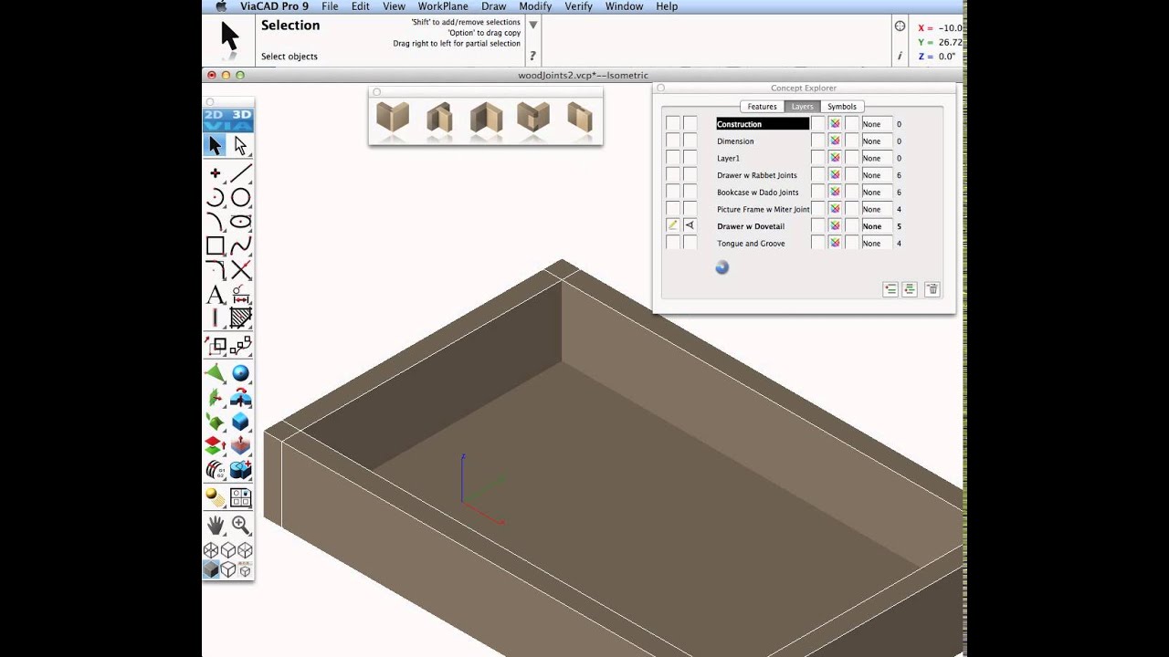 ViaCAD Woodworking Features