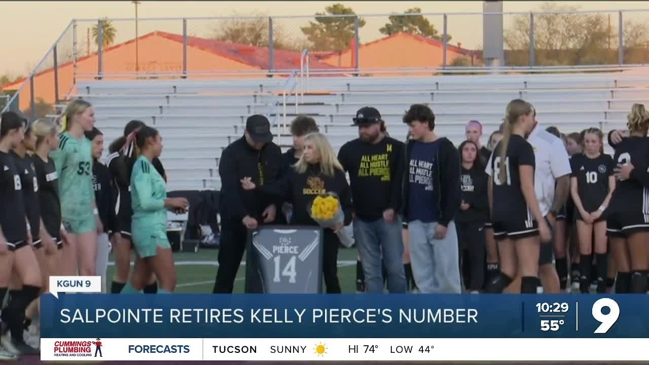 Salpointe Catholic retires jersey number 14 to honor beloved coach Kelly Pierce's legacy