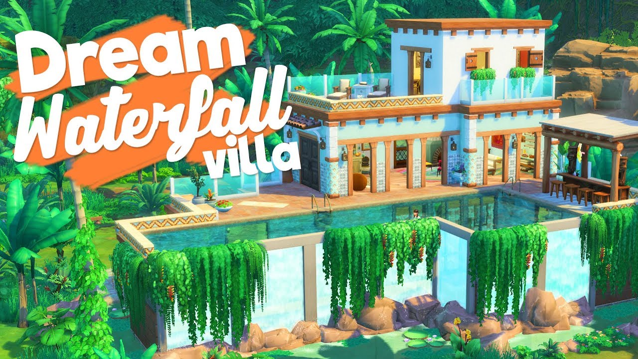 DREAM WATERFALL VILLA // The Sims 4: House Building (Jungle Adventure)