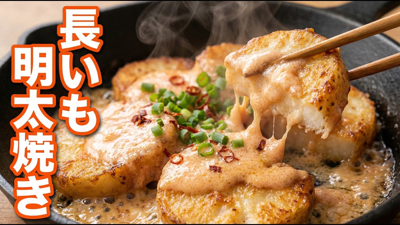 【焼くだけ】長芋めんたい焼き｜簡単・節約レシピ