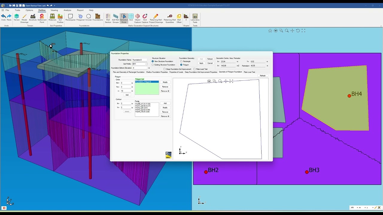 SETAF2018 &ndash; Defining a Circular Foundation from the Foundation Properties Window