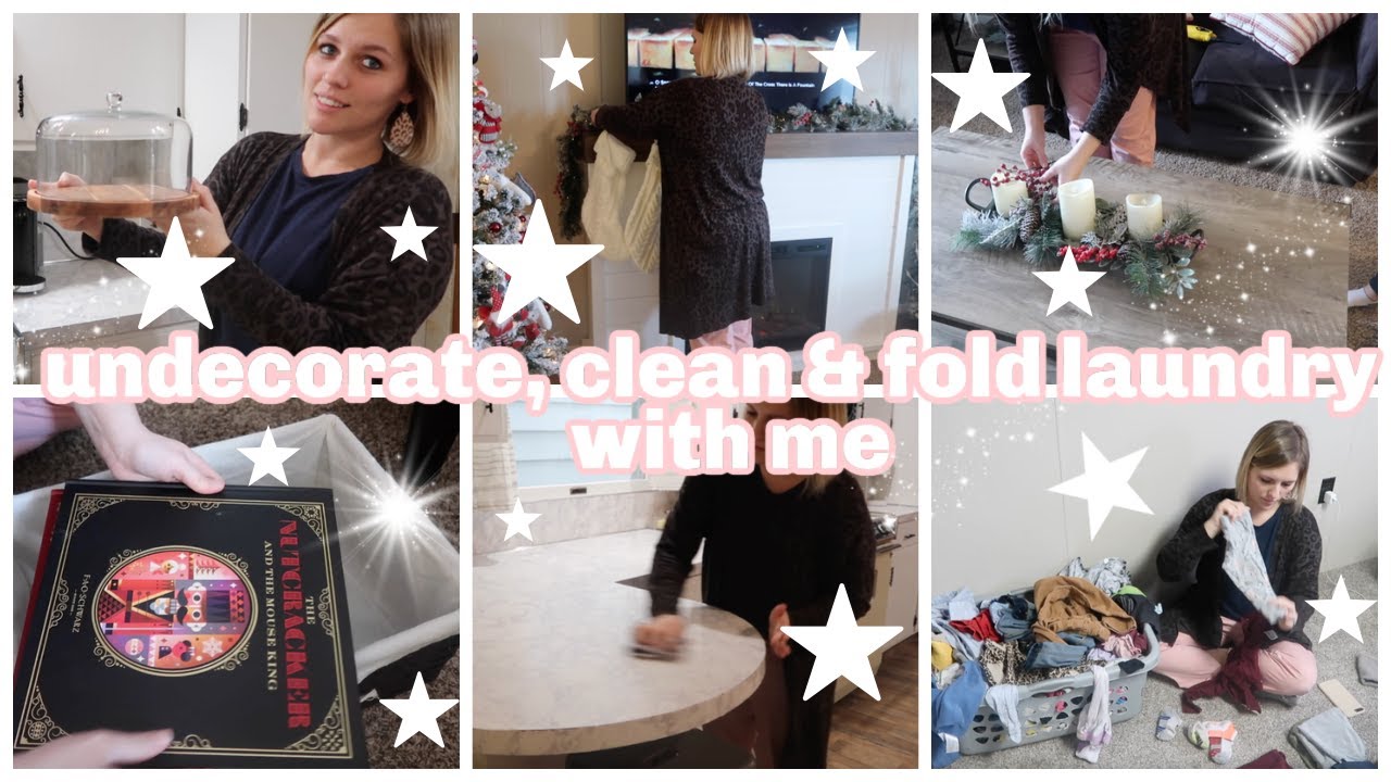 CLEAN AND UNDECORATE WITH ME | DECLUTTER | FOLDING LAUNDRY | RACHEL LEE