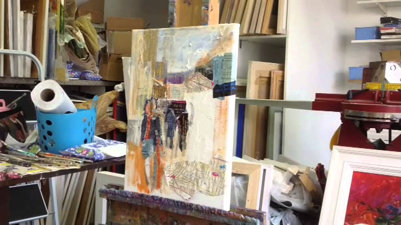 Painting Demonstration of Brighton Street Scene in Mixed media collage