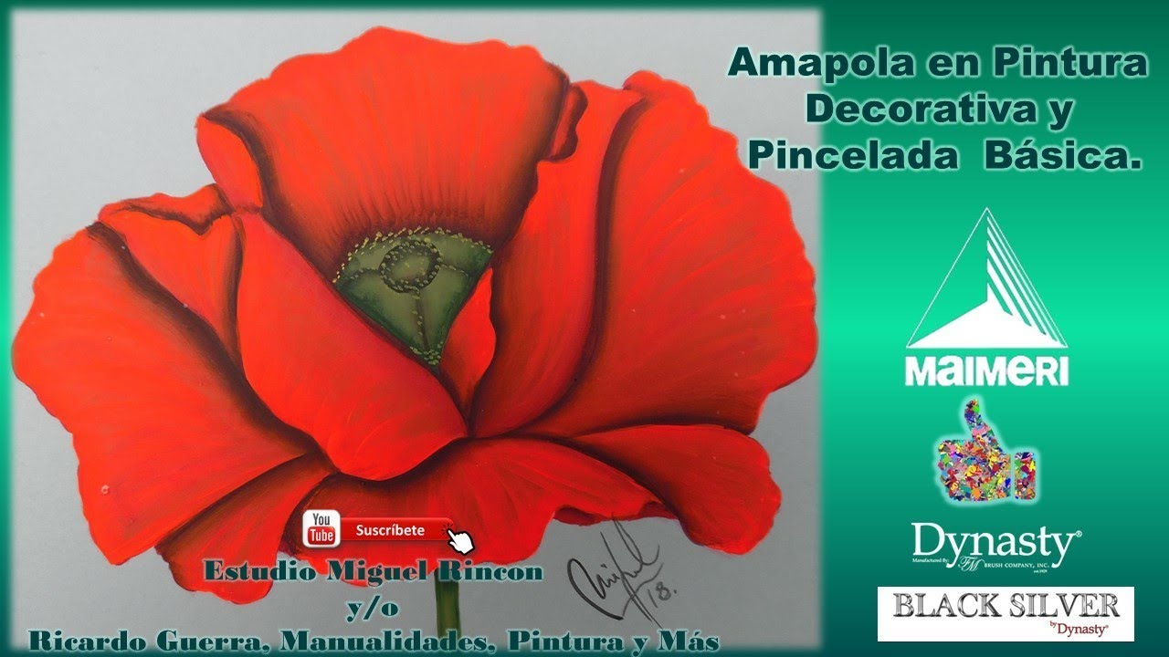 🌺 Cómo PINTAR UNA FLOR  de AMAPOLA Paso a Paso / Técnica Decorativa con Pinceladas Fáciles #art