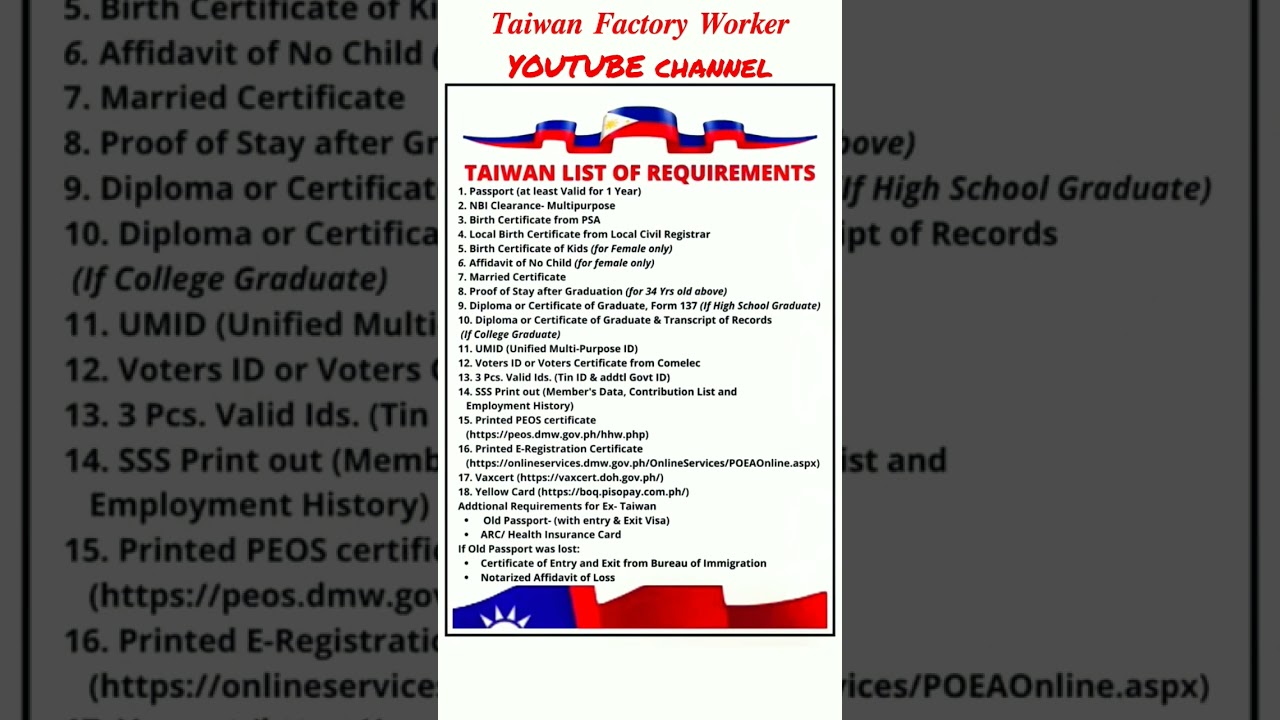 Taiwan requirements #taiwanfactoryworker #ofwtaiwan #fyp #taiwanhiring #taiwanabroad #taiwanvlog